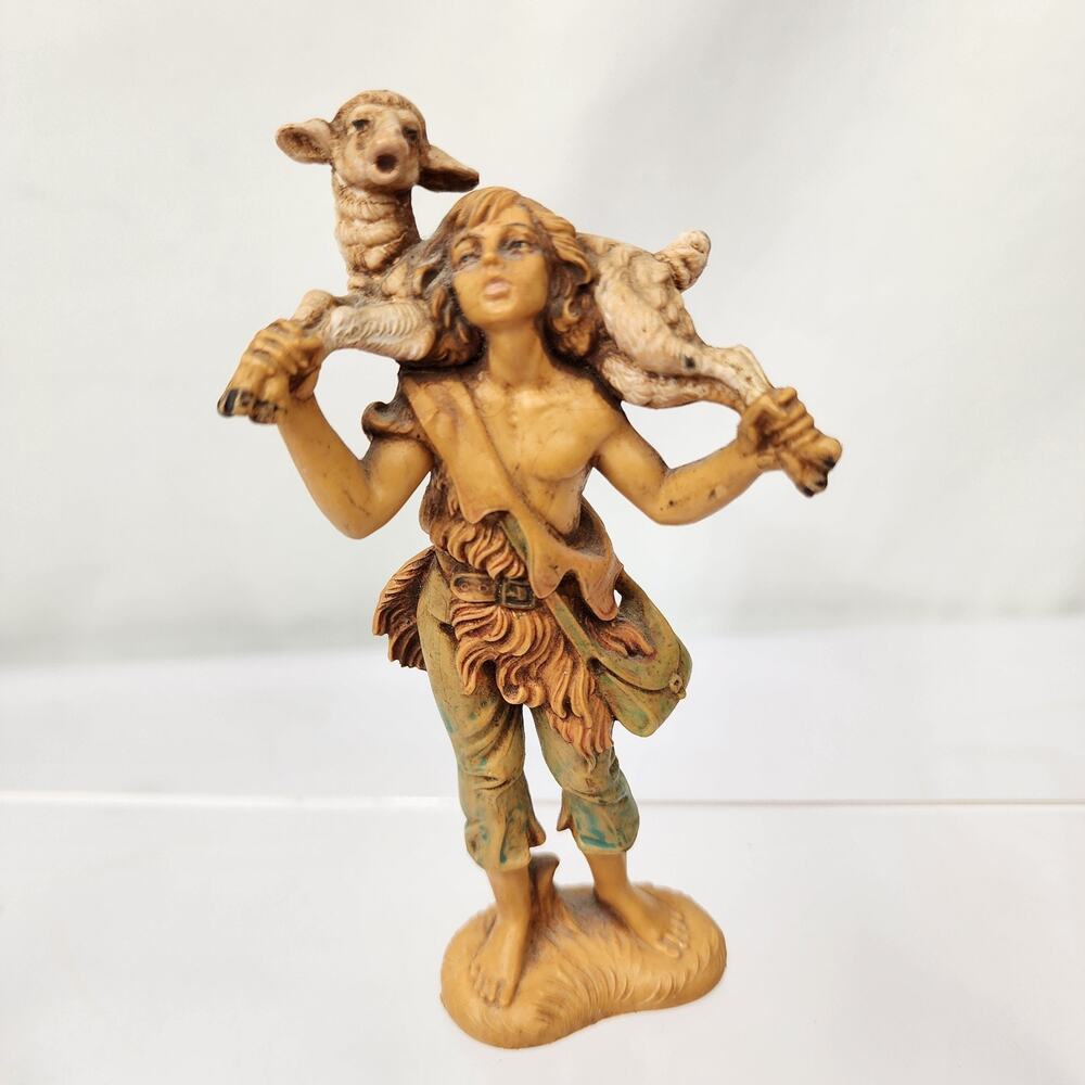 Depose Italy Fontanini Nativity Replacement Sheppard w/ Lamb on Shoulders 5.25"